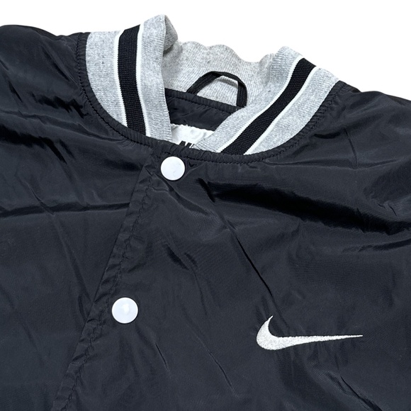 Vintage 90s Nike Black White Nylon Bomber Windbreaker Jacket Mens Medium - Picture 3 of 12